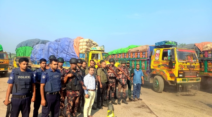 পুলিশ পাহারায় সোনামসজিদ ছাড়ল পেঁয়াজের ১১৮ ট্রাক